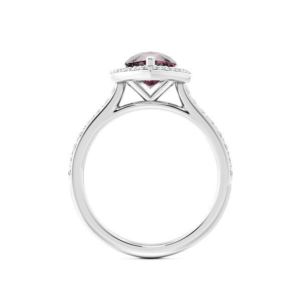 Pear-Cut Rhodolite Ring with Halo and Pav&eacute; Band